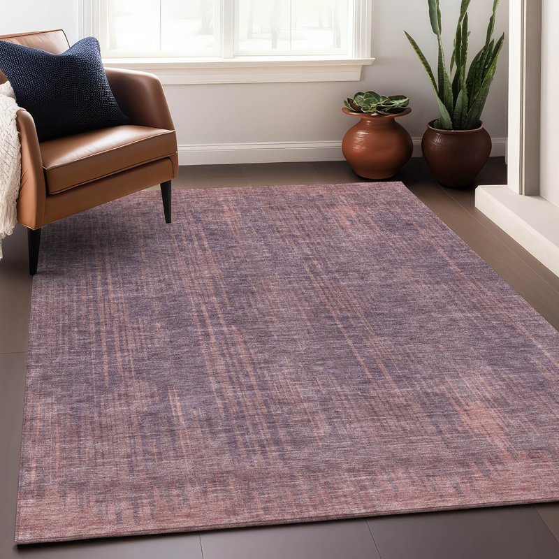 Tapis mauve Prisco lavable à la machine de qualité supérieure, Rectangle 2 pi 6 po x 3 pi 10 po