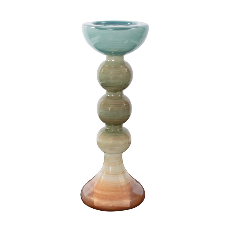 Capri Stripe Glass Candle Holder- Tall, Tall