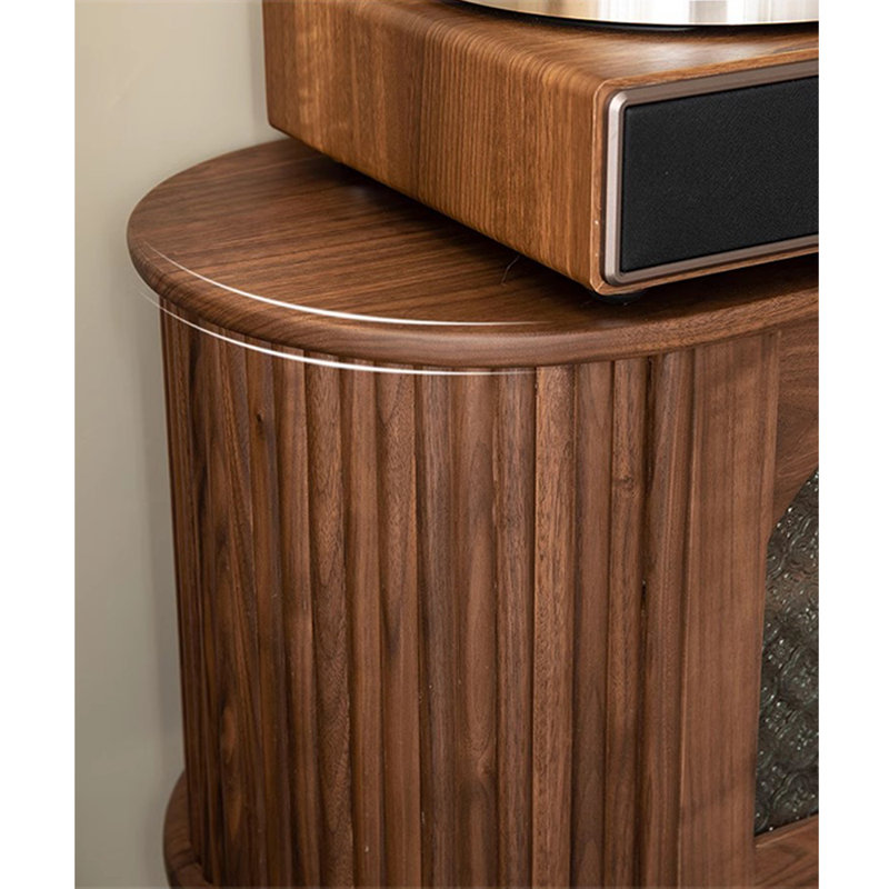 Meuble télé de style rétro en noyer noir, 94.48"