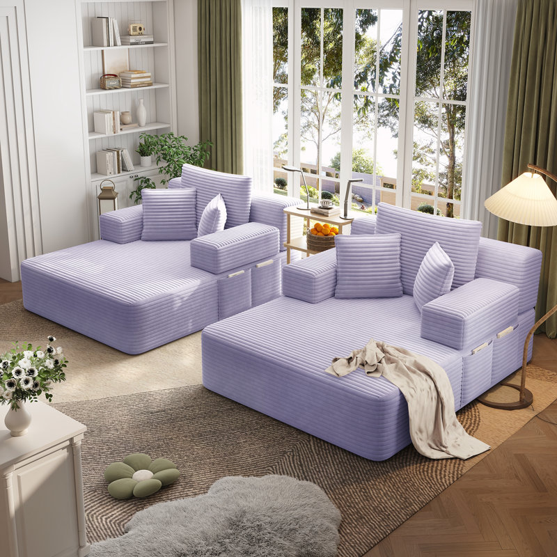 Ensemble de chaise longue surdimensionnée 2 pièces, Mauve
