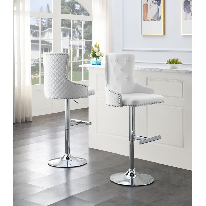 Tabouret de bar en velours, Blanc