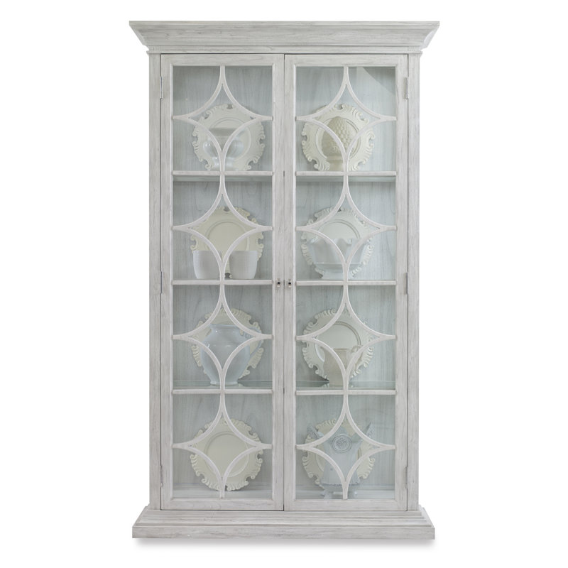 Light Gray Glass Door Lighted China Cabinet