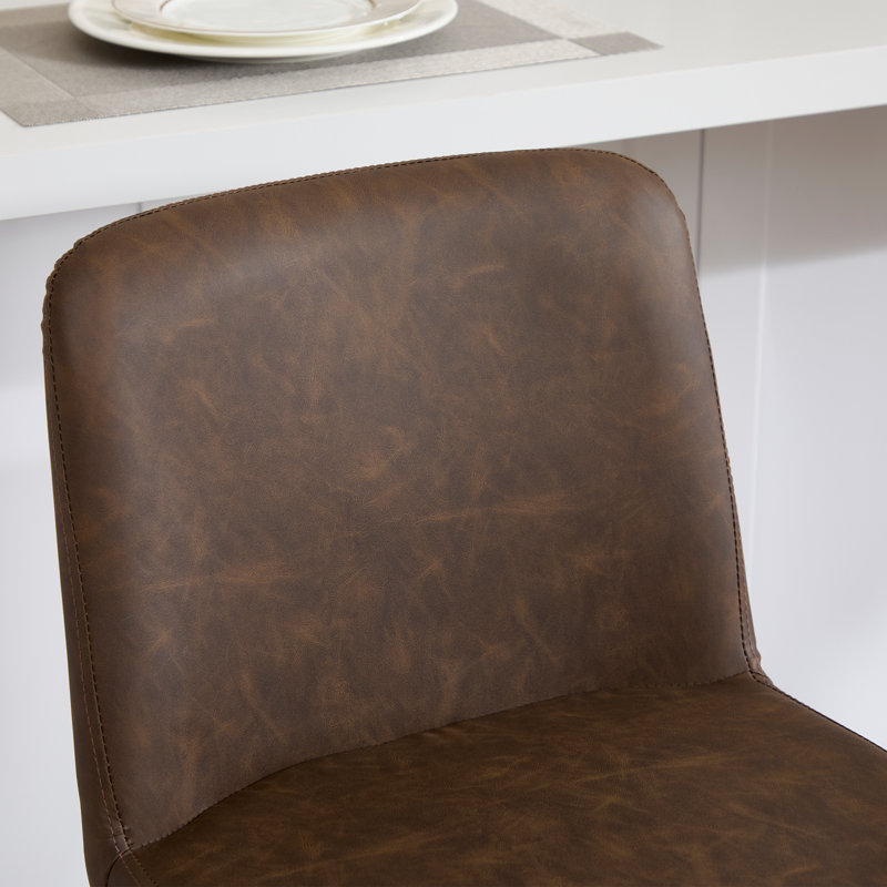 Modern Upholstered Counter Height Bar Stool With Metal Frame, Extra Tall = 37” Seat Height, Brown/Black