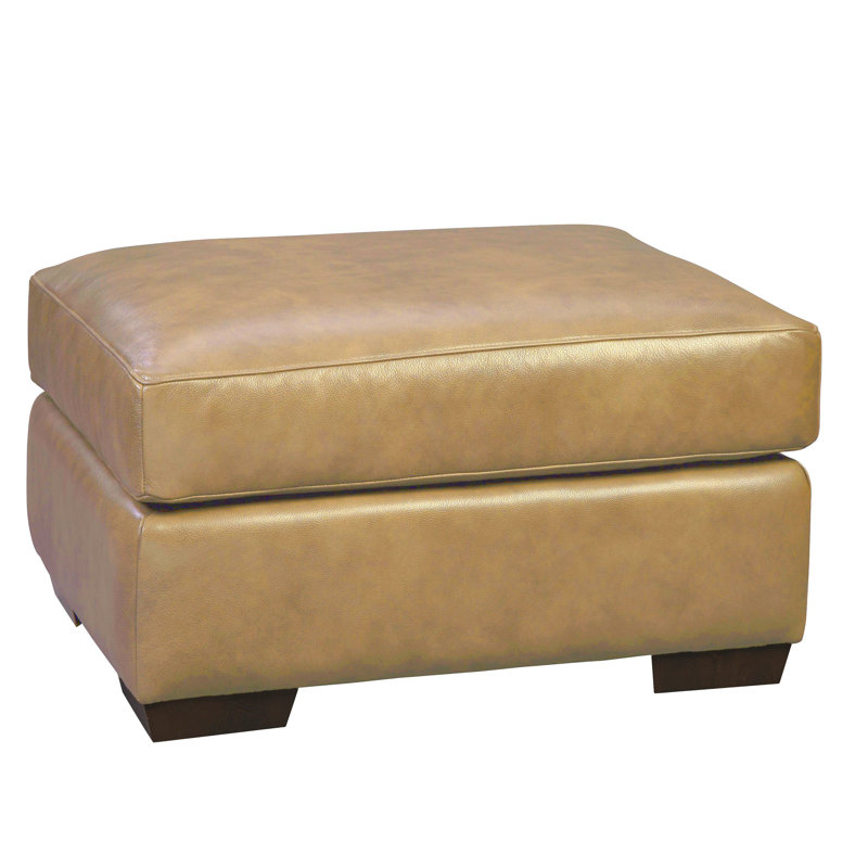 Mikyah Upholstered Ottoman, Tan Genuine Leather