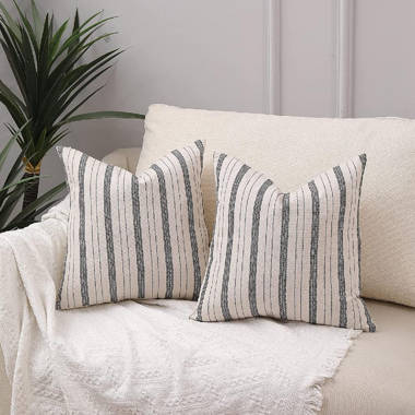 Neutral Stripe Linen Throw with Pillow Insert