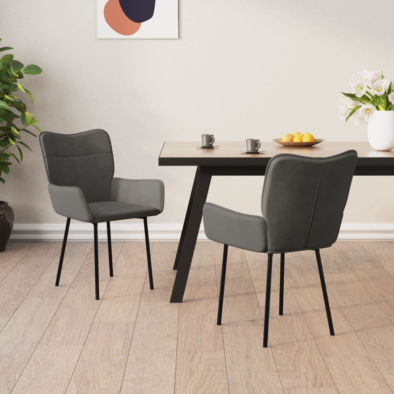 Chaise rembourrée 2 pièces pour salle à manger Gramer, Gris foncé