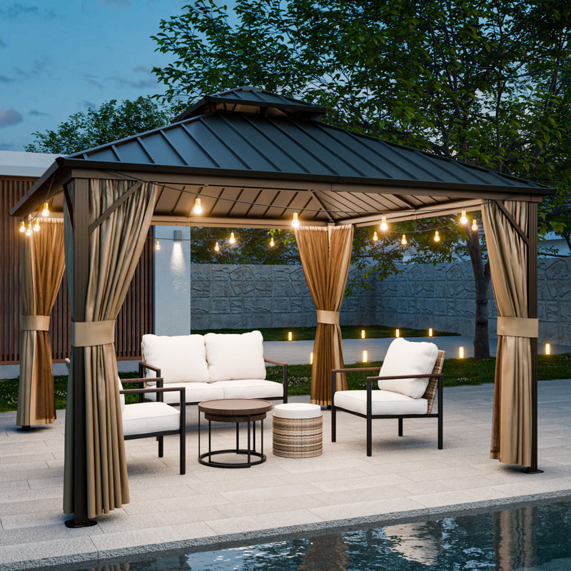 12 Ft. W x 12 Ft. D Outdoor Metal Patio Hartop Gazebo