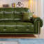 Canapé modulaire vert en cuir véritable-129181397