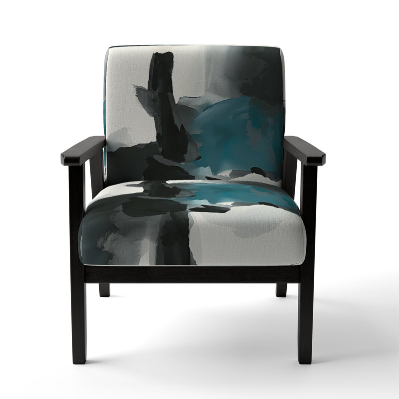 Chaise avec accoudoirs rembourrée Geometric IV, Polyester bleu, Accoudoirs carrés noirs