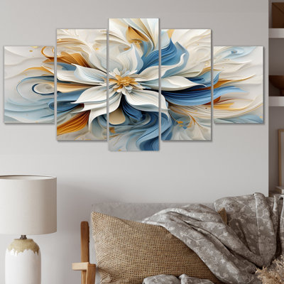 Halvorsen - Fleurs, art mural, salon - 5 panneaux
