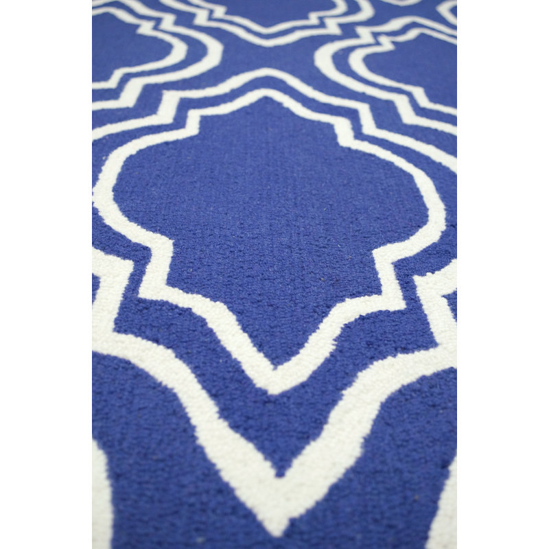 Tapis De Laine Bleu Accroché à La Main Schuyler, 7'6" x 9'6"