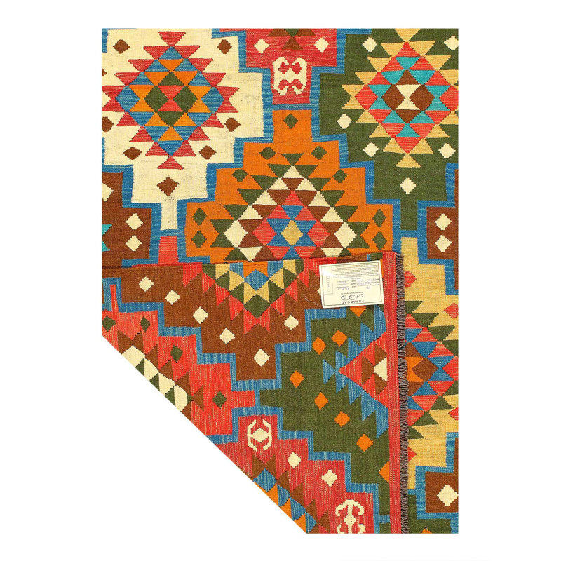 Felizarda Geometric Area Rug in Green