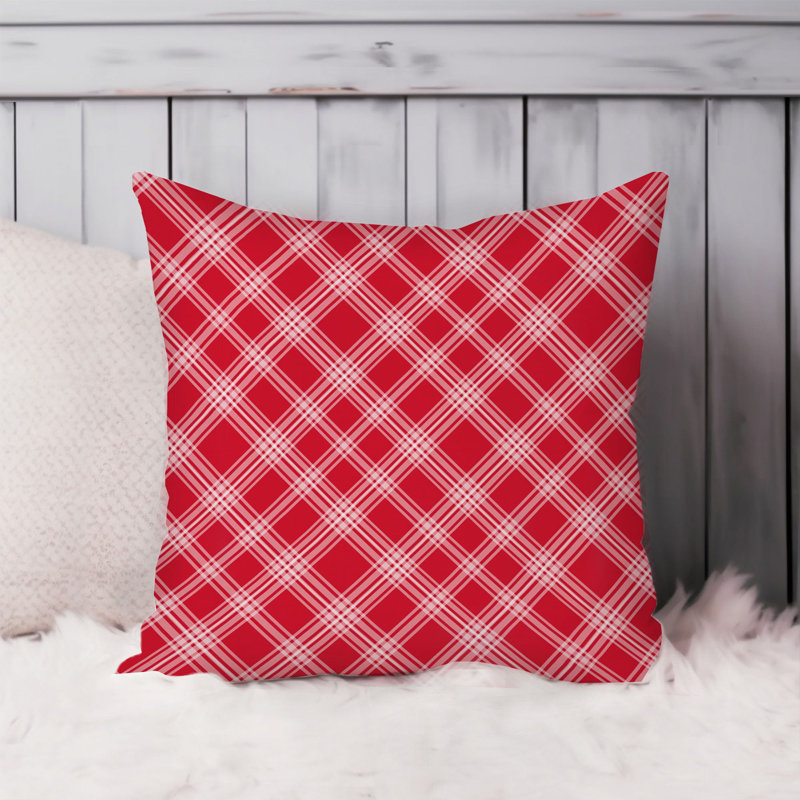 Abstract Red Plaid Pattern I Modern, 16" H x 16" W