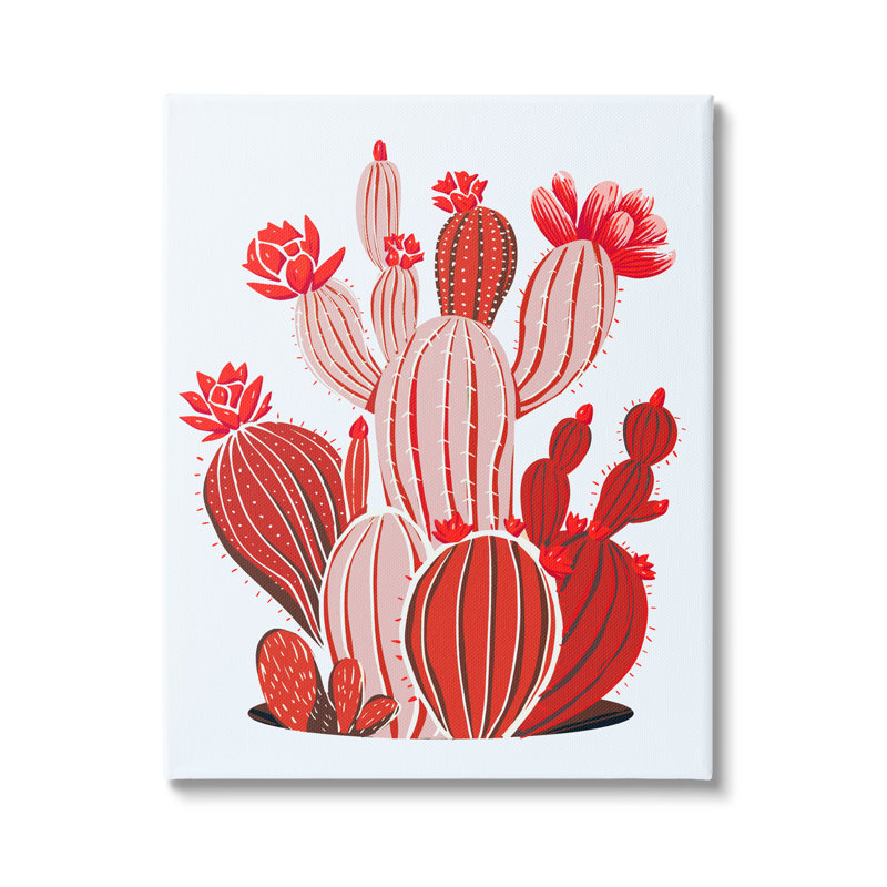 Stupell Industries, plantes de cactus rouges modernes, estampe numérique de Ziwei Li, H 30 po x l 24 po x P 1,5 po