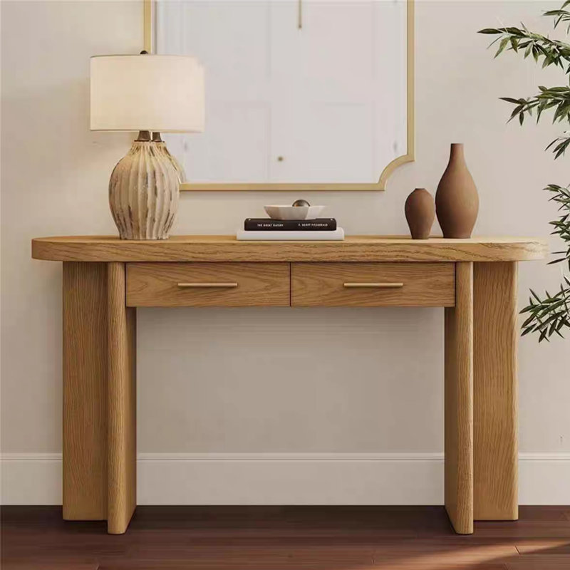 Table d'entrée en bois de style français, 31.50" H x 59.05" W x 13.77" D