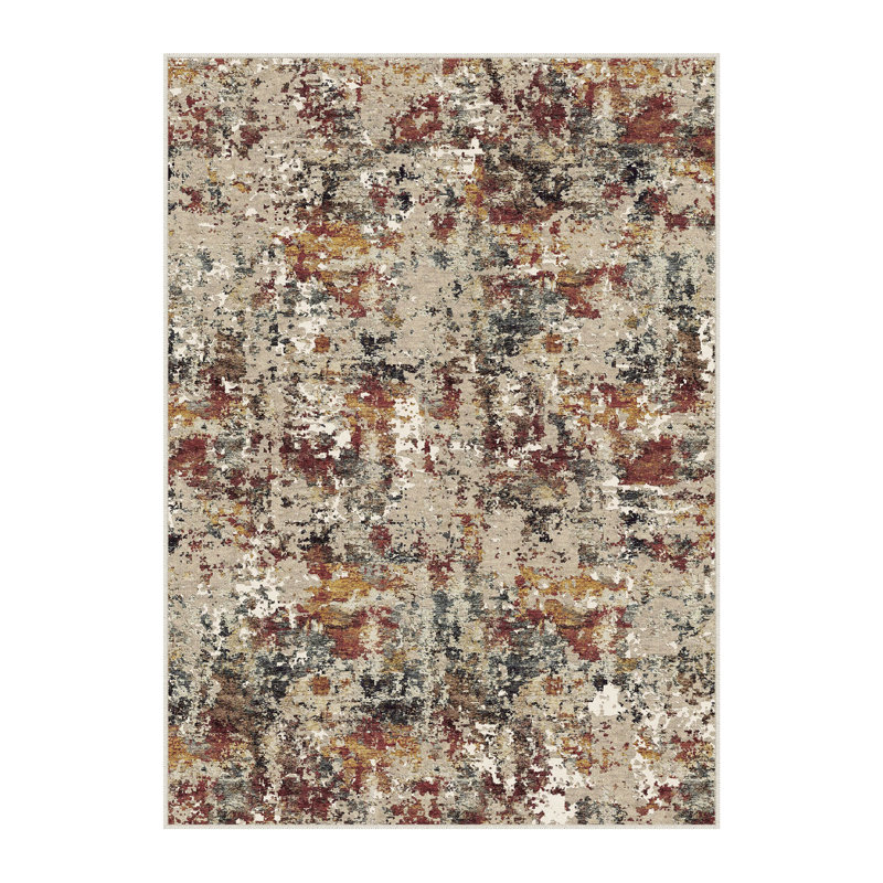 Asher Modern Abstract Machine Washable Area Rug With Non-Slip Backing, Rectangle 9' x 12'