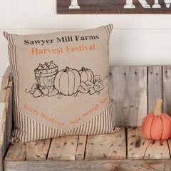 VHC BRANDS Wheat Plaid Golden Tan Soft White Harvest Pumpkin 18 in