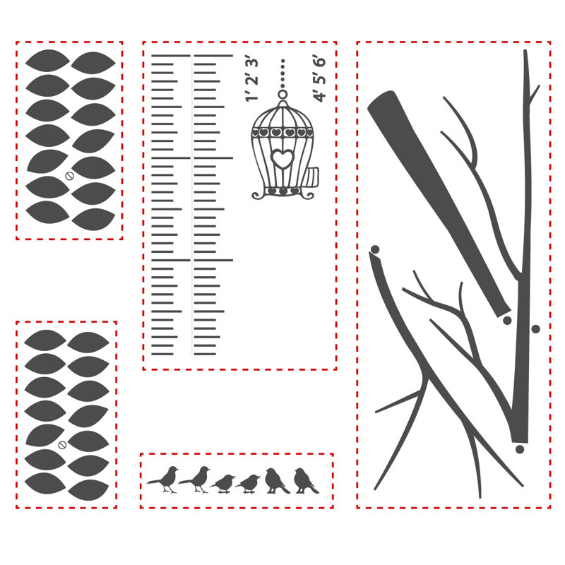 Non-Wall Damaging Growth Chart Decals, Color Option 2