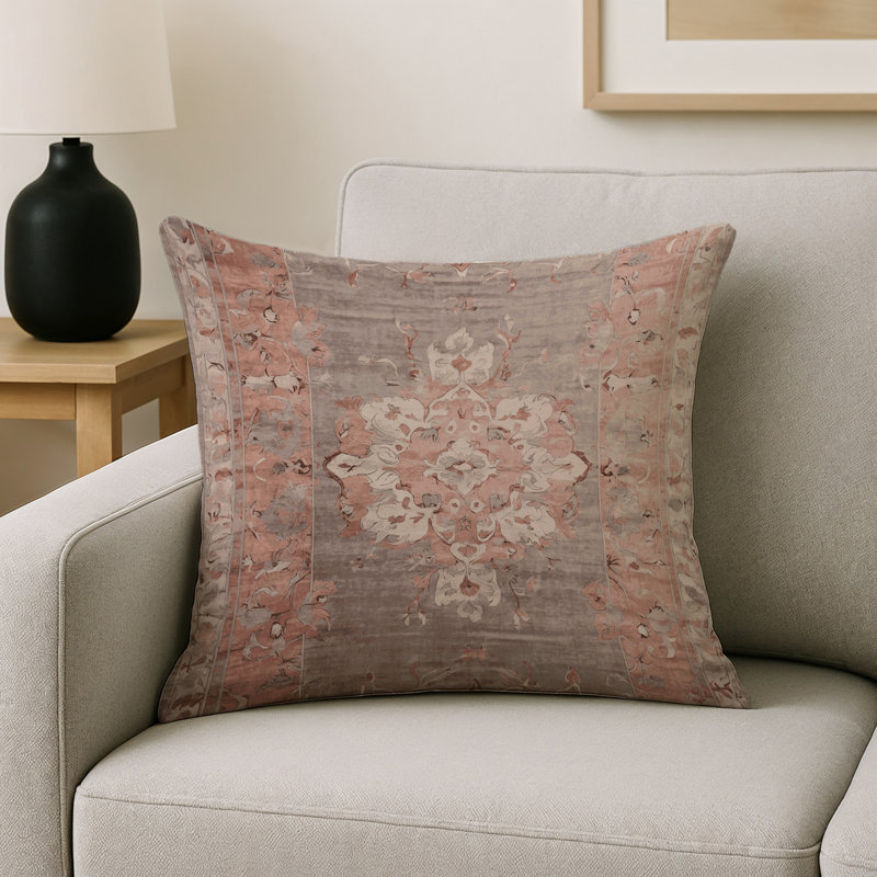 Coussin décoratif intérieur et extérieur Modern, Gris damassé 8, Carré 18 po