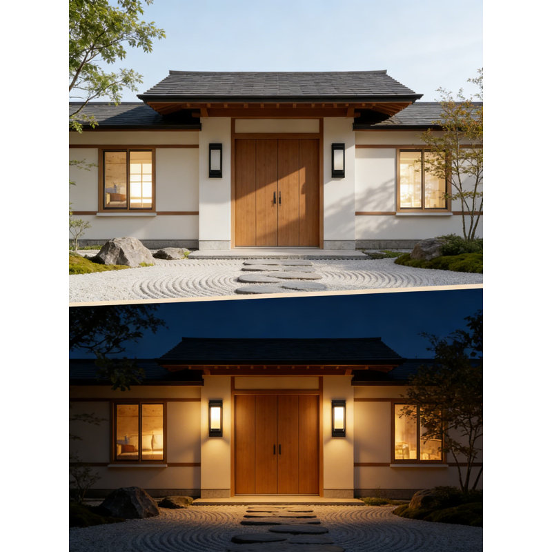 Outdoor Wall Light With Dusk To Dawn Sensor, Waterproof Exterior Lighting Fixture With Included LED Bulb, E26 Base, For Porch Garage And Front Door