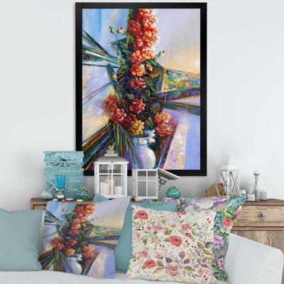 Camellia Flower In Vase - Traditional Canvas Wall Art Print