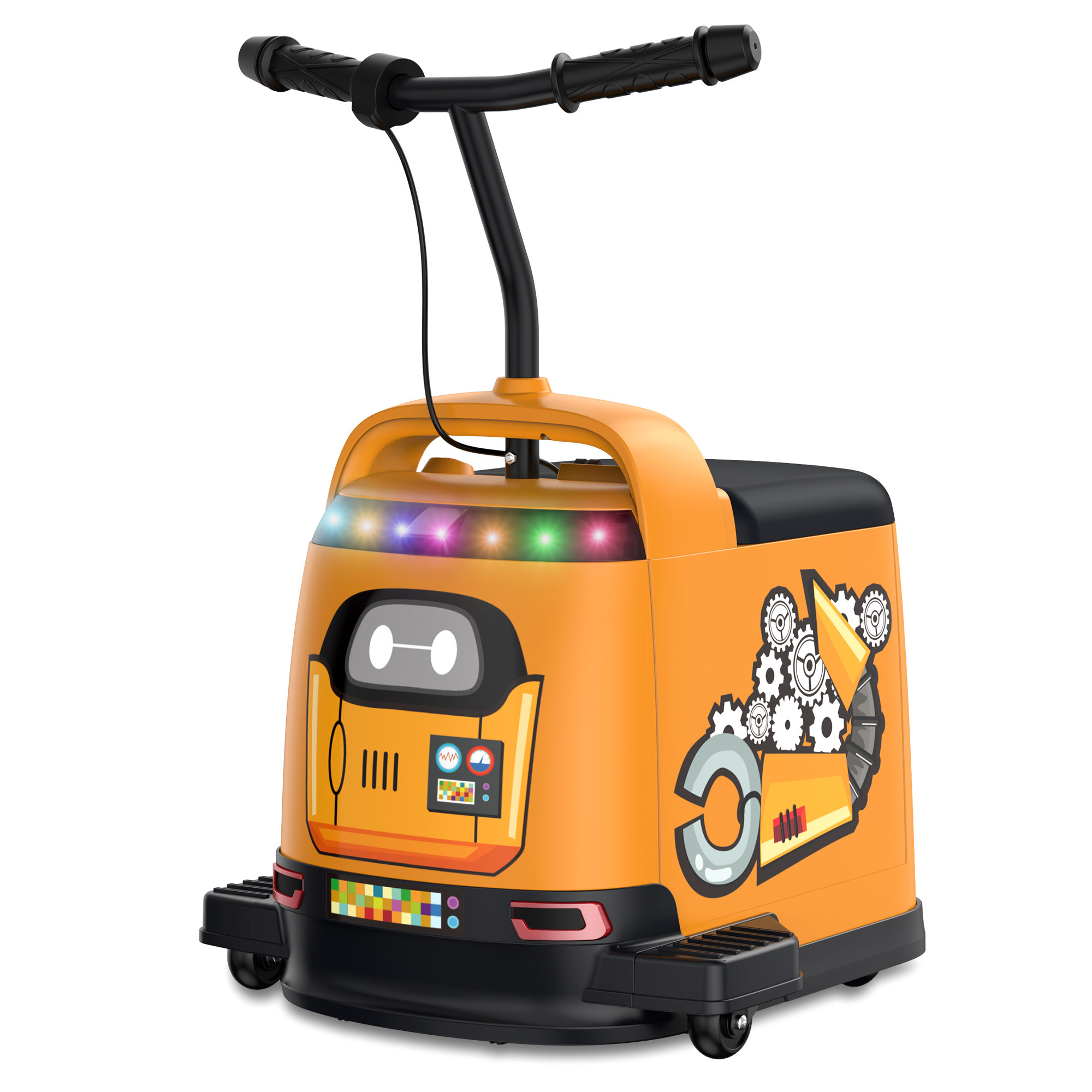 ANPABO 12V Ride On Car W/ Storage Space, Colorful Lights, Creative Stickers, Mp3, Electric Box ...