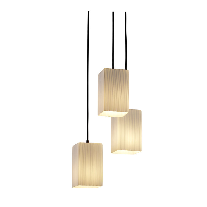 Luminaire suspendu 3 lumières fusion, Cylindre conique haut, Opale, Nickel