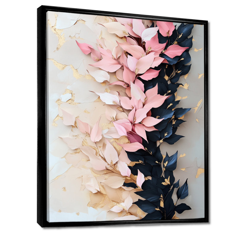 Ivy in Quiet Descent III - Art mural encadré botanique neutre rose, H 20 po x l 12 po, Black Floater Framed