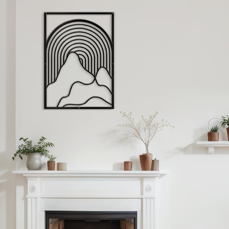 Décoration murale géométrique abstraite moderne à motif géométrique à rayures Mid-Century, H 36 po x l 25,71 po x P 0,05 po
