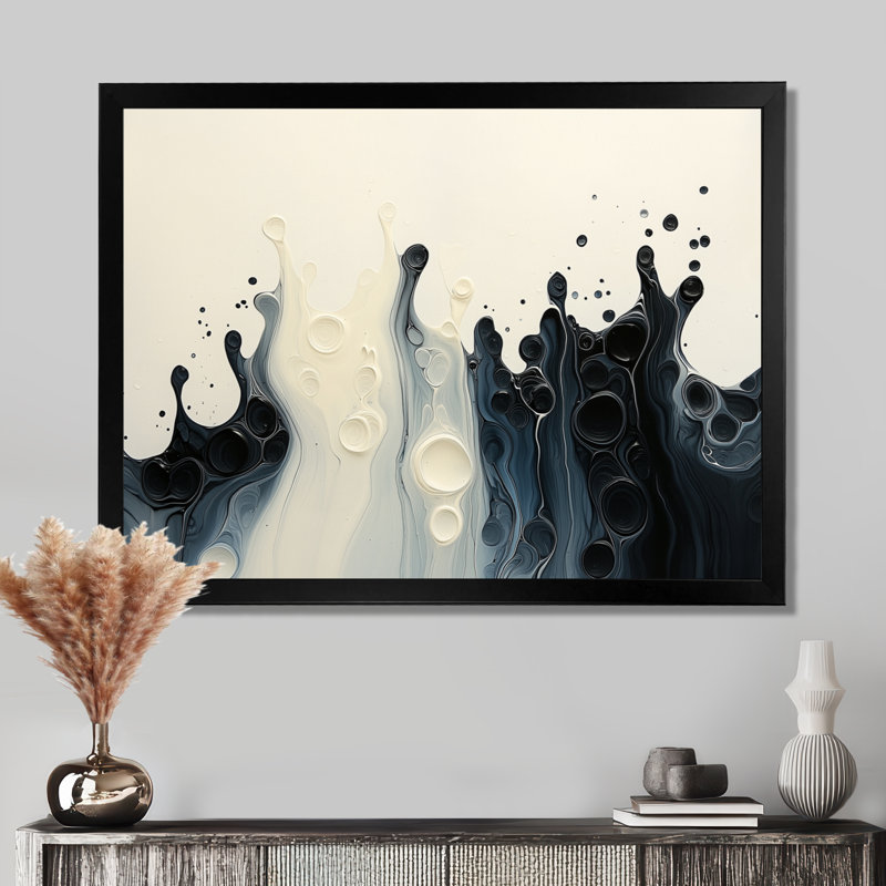 «Drip Paint Wave», rythmique, éclaboussures de sérénité, Reproduction encadrée d'une seule photo, Noir, H 12 po x l 20 po