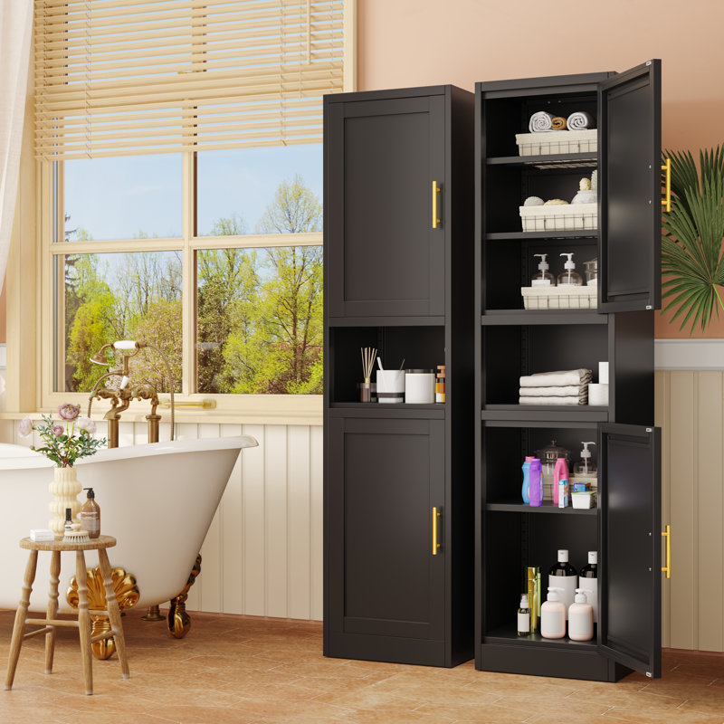 Armoire de rangement pour garde-manger en métal Fashion, Noir, noir, noir, noir