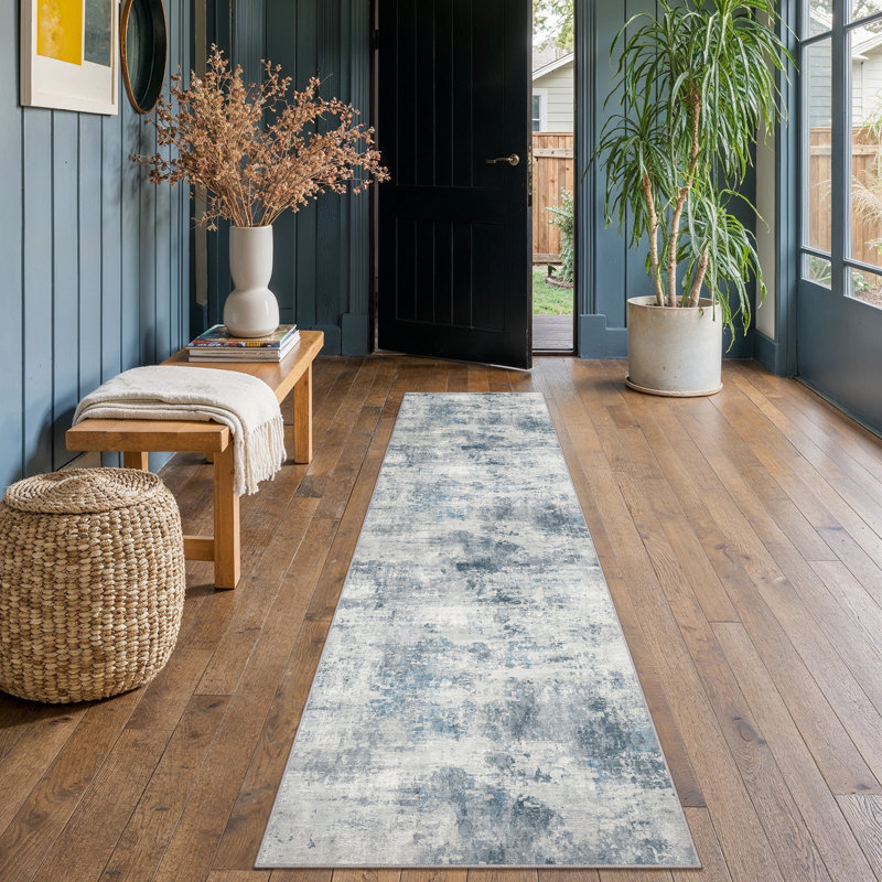 Tapis abstrait lavable à la machine avec envers antidérapant Elroy, Tapis de couloir 2 pi x 8 pi