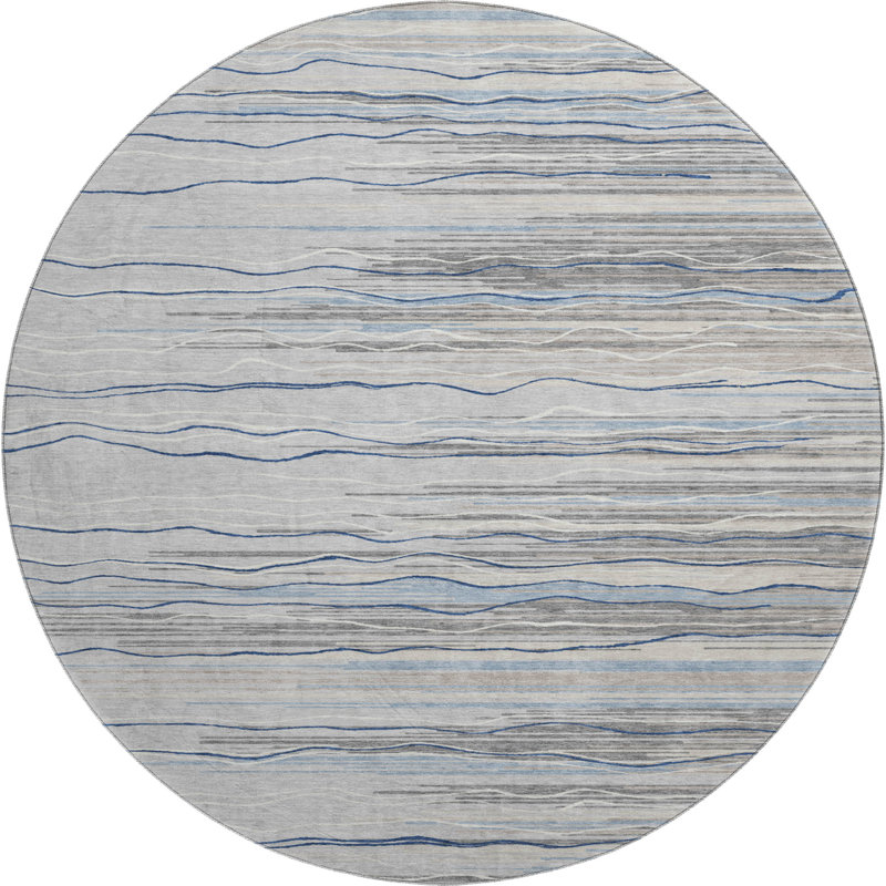 Tapis à rayures Lyndhurst AMF996 lavable à la machine de qualité supérieure, Rond 8 pi