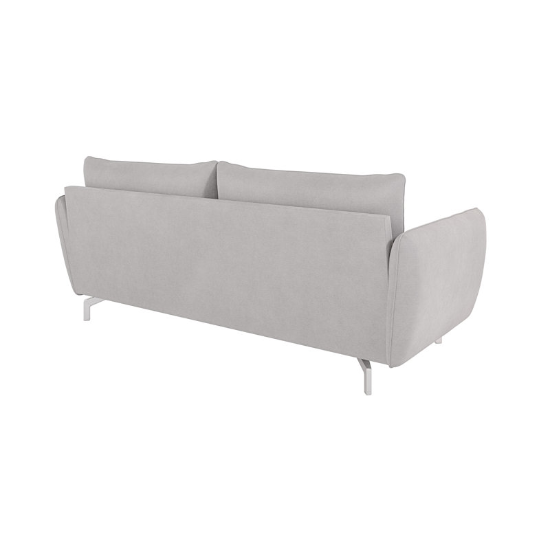 Modern Sofa 3 seater  with Silver Metal Legs, Silver