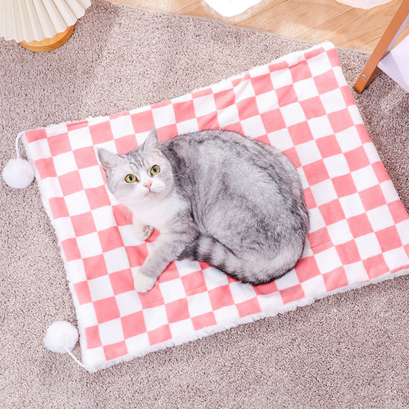 Couverture chaude pour animal de compagnie à carreaux, 19,69 po x 15,75 po, rose, Rose