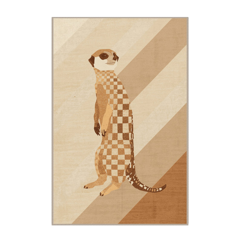 Machine Washable Ozgur Meerkat Casual Checkered Rug in Beige – Beige Binding, 6x9
