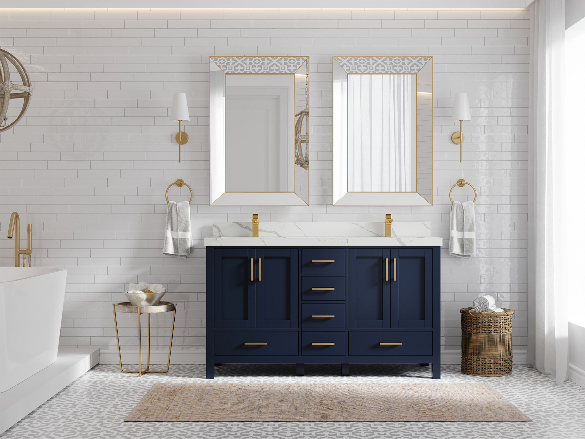 Willow Collections Malibu 60'' Double Bathroom Vanity with Top | Wayfair