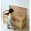 Banc de rangement scandinave en rotin tissé à la main avec coussin
