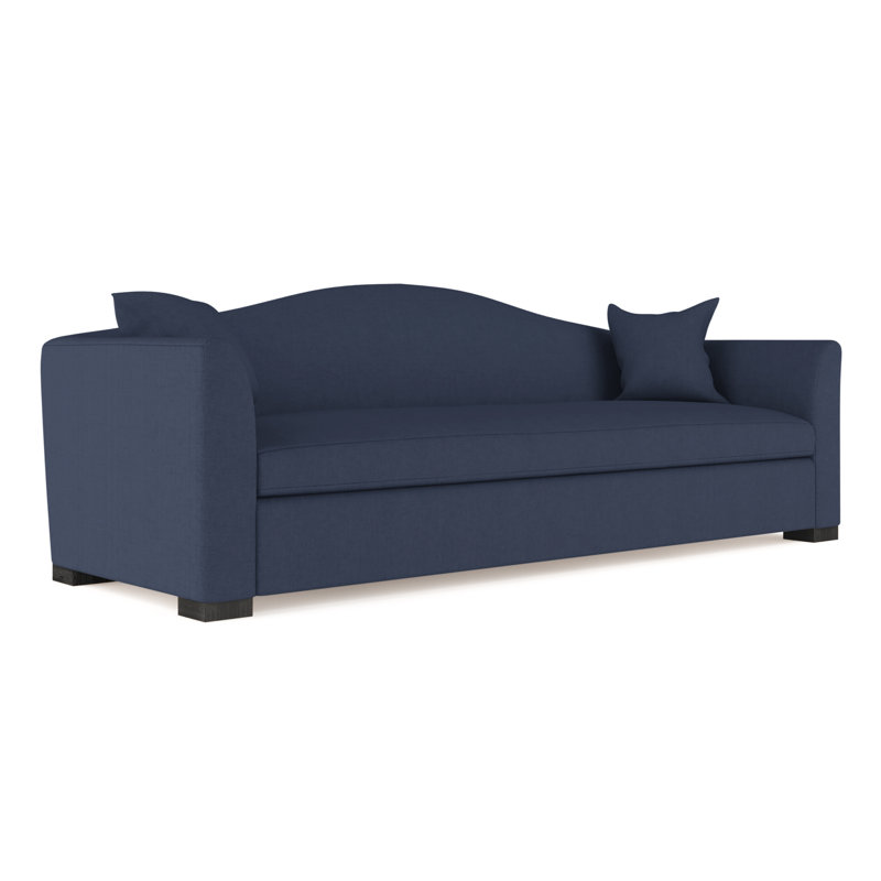 Canapé Horatio, Lin à tissage carré imprimé bleu, H 33 po x l 108 po x P 36 po, Naturel