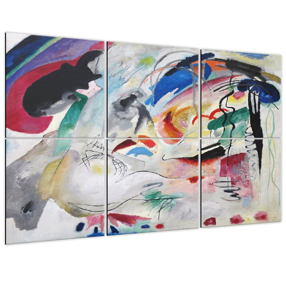 Multi Panel Wand Kunst Improvisation - Wassily Kandinsky Cm. 100X150 (6 Paneele)