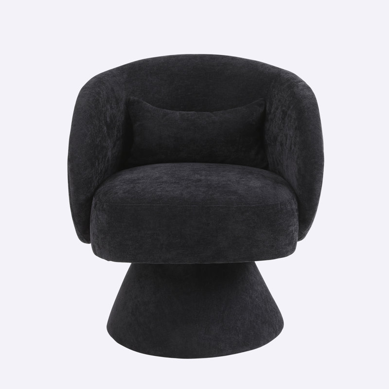 Huertes Upholstered Swivel Armchair, BLack Velvet