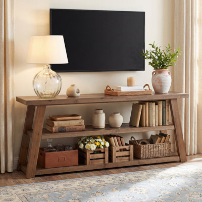 Meuble télé 63 po pour téléviseur de 70 po ou moins, meuble télé avec tablettes de rangement à 3 niveaux