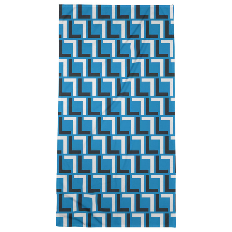 Bath Towel, Carolina Blue/Black/White
