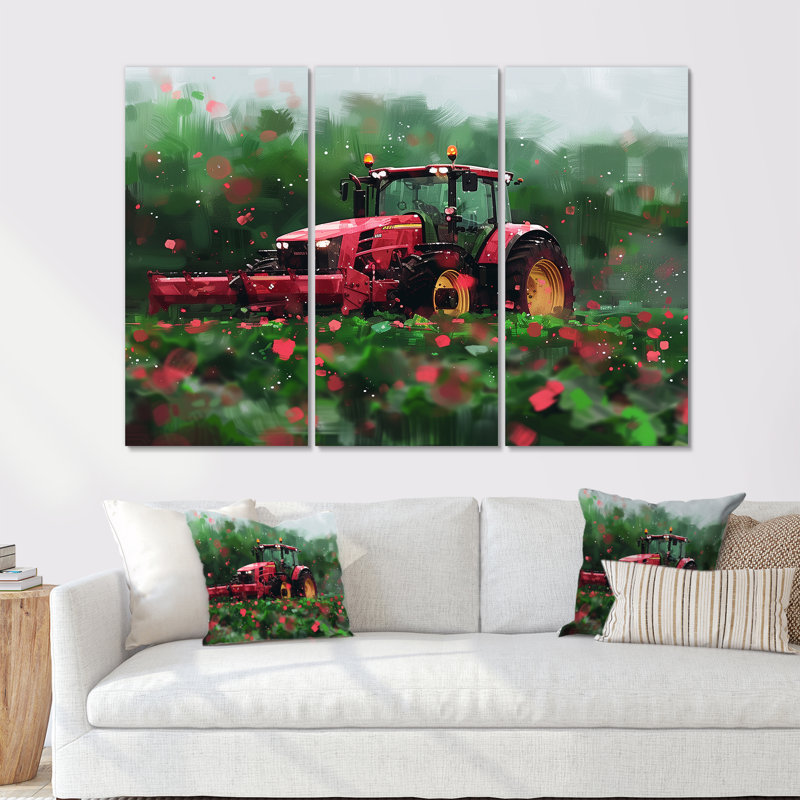 Summer Farming Tractor Fields - Ensemble de décoration murale de ferme, Métal métal, H 28 po x l 36 po x P 1 po