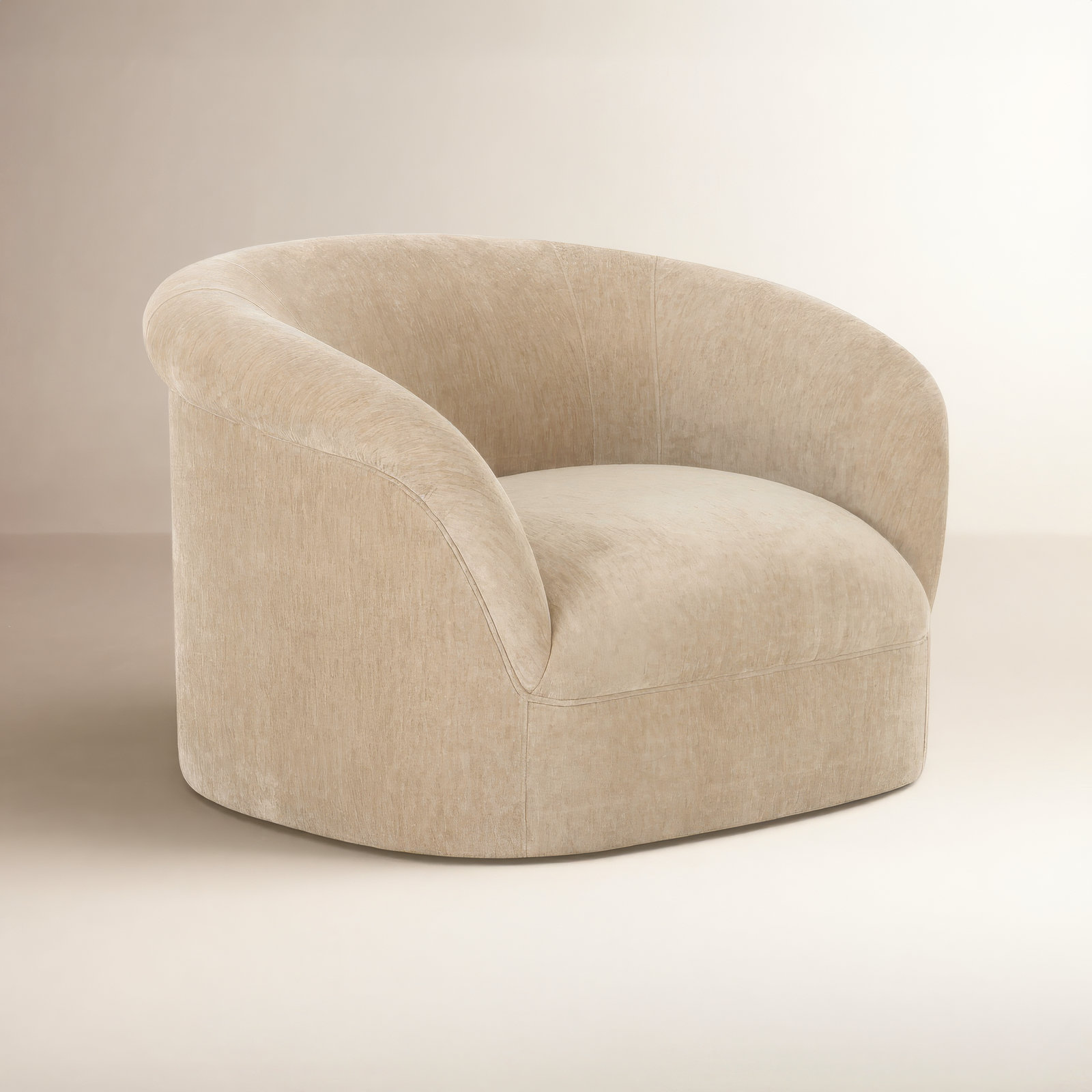 Arthur Velvet Upholstered Armchair, Beige Performance Chenille
