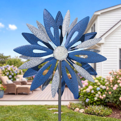 84" Wind Spinner Metal Kinetic Yard Spinner for Outside Patio, Garden Art Wind Sculptures & Spinners, Stability Windmill GIFS for Mother's Day Birthday Yard Lawn Decor,Large 25" Blades