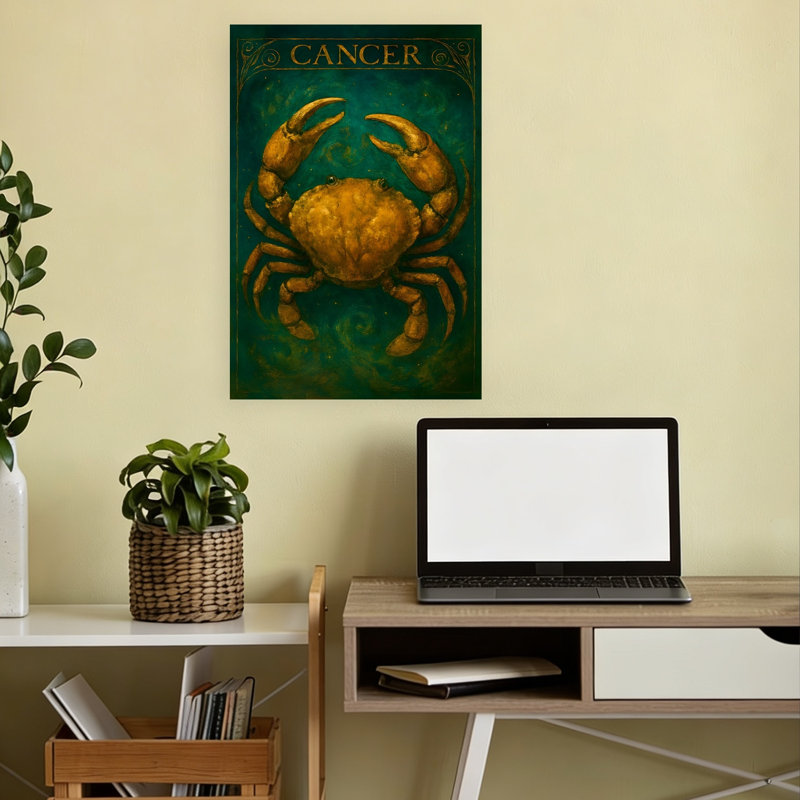 Celestial Cancer Crab Mystical Contemporary Crab Ocean Wall Art Print, 45.72cm H x 30.48cm W