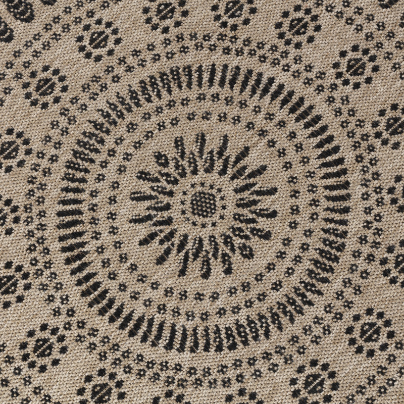 Argenis RoundBoho Jute-Look Beige Black Area Rug, Round 160cm