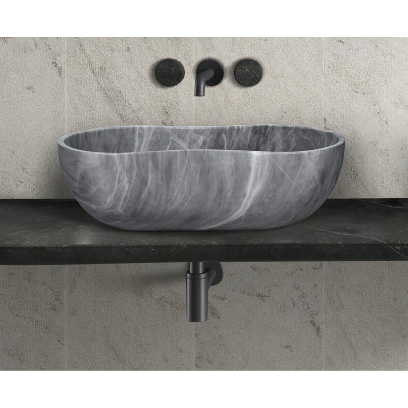 Lavabo de salle de bain luxueux en marbre gris, design artistique moderne, durable