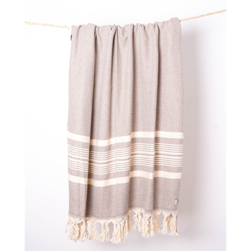 Serviette de bain et de plage Hisar | 100% coton turc biologique | Hammam | Peshtemal | Fouta, Beige